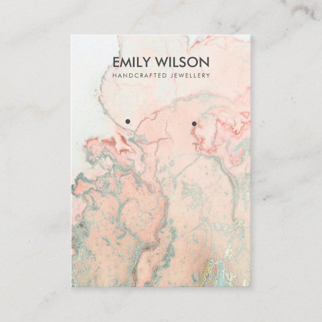 PEACH GREEN AGATE MARBLE EARRING DISPLAY CARD (Front)