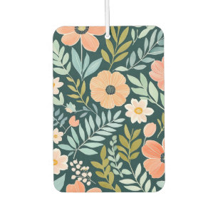 Peach, green and blue floral car air freshener