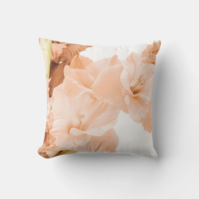 Peach & Green Floral Decorative Cushion (Front)