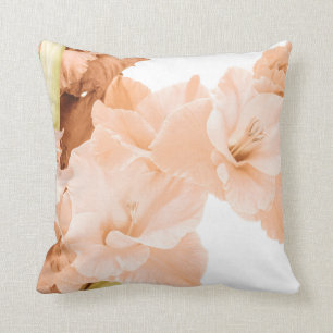 Peach & Green Floral Decorative Cushion