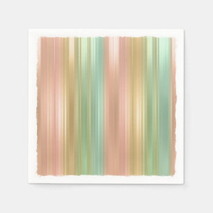 Peach Green Gold Coloured Stripes Napkin