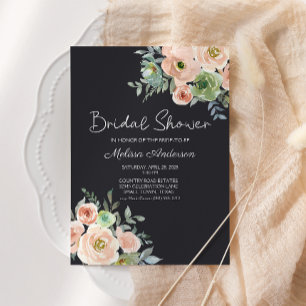 Peach Green Navy Pastel Floral Bridal Shower