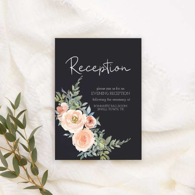 Peach Green Navy Pastel Floral Wedding Enclosure Card (Creator Uploaded)