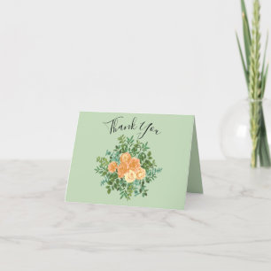 Peach Green Wedding Spring Pastel Thank You Card