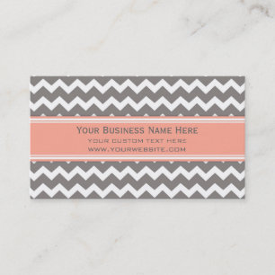 Peach Grey Chevron Retro Business Cards