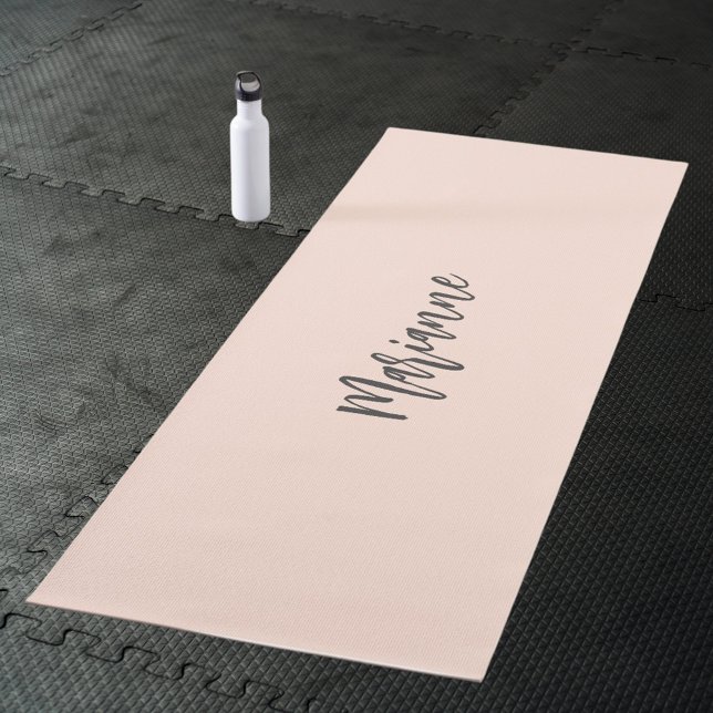 Peach grey custom name script yoga mat (Creator Uploaded)