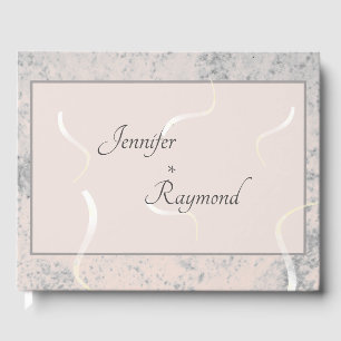 Peach & Grey Marble Monogramed Guest Book