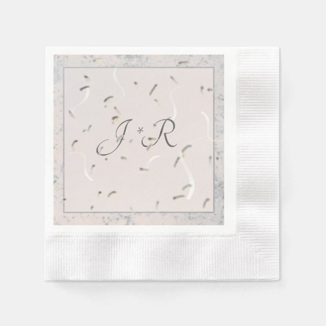 Peach & Grey Marble Monogramed Napkins (Front)