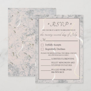 Peach & Grey Marble Monogramed RSVP Card