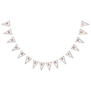 Peach & Grey Marble Monogramed Wedding Bunting