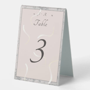Peach & Grey Marble Monogrammed Table Number