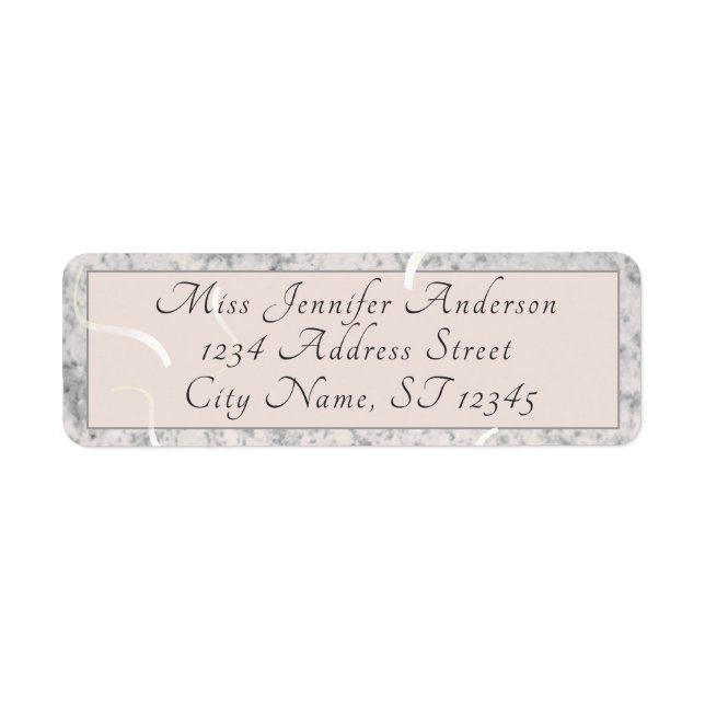 Peach & Grey Marble Wedding  Return Address Label (Front)