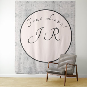 Peach & Grey Marbled Wedding Tapestry