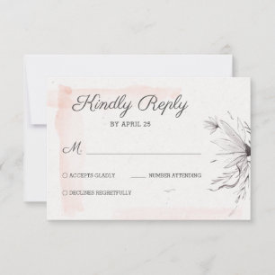 Peach & Grey Romantic Wedding elegant delicate RSVP Card