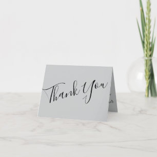 Peach Grey Wedding Spring Floral Thank You Card