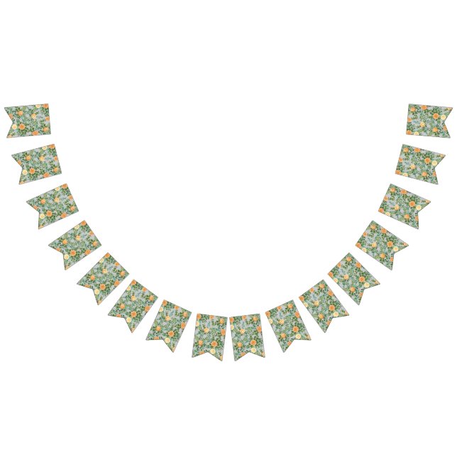 Peach Grey Wedding Vintage Floral Bunting (All)