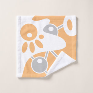 Peach Grey White Modern Doodle 1 Bath Towel Set