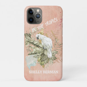 Peach Grunge Boho Floral Cockatoo iPhone 11 Pro Case