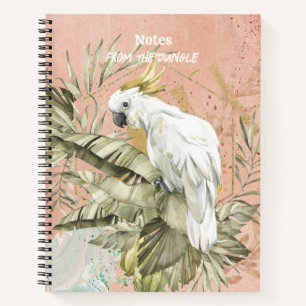 Peach Grunge Boho Floral Cockatoo Notebook