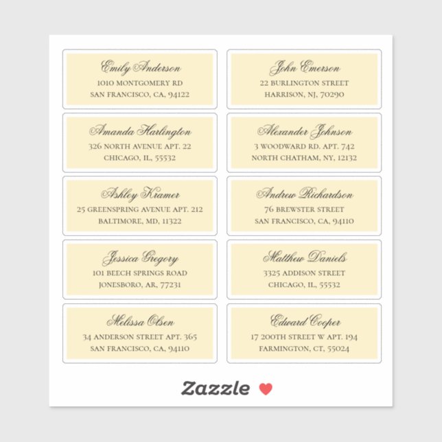 Peach guest names address. Wedding shipping labels (Sheet)