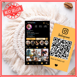 Peach Hair Stylist Instagram Social QR Business Card