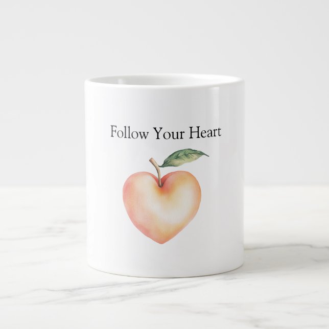 Peach Heart Large Coffee Mug (Front)