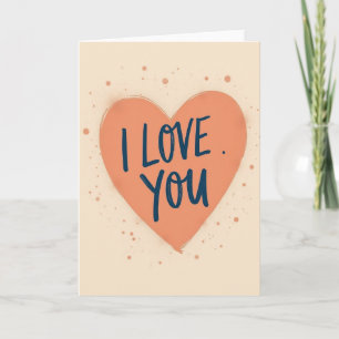 Peach Heart Love You Card