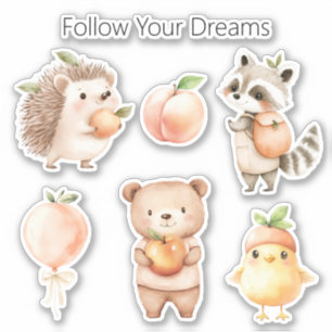 Peach Hedgehog Balloon Racoon Bear Chick