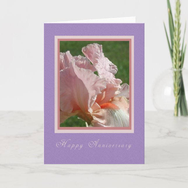 Peach Iris Anniversary Card (Front)