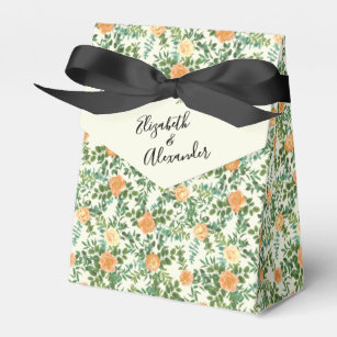 Peach & Ivory Peony & Rose Floral Wedding Favour Box