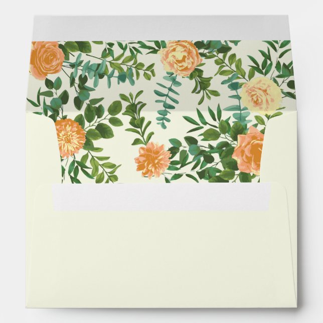 Peach Ivory Wedding Vintage Rose Envelope (Back (Bottom))