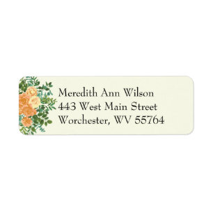 Peach Ivory Wedding Vintage Rose Return Address Label