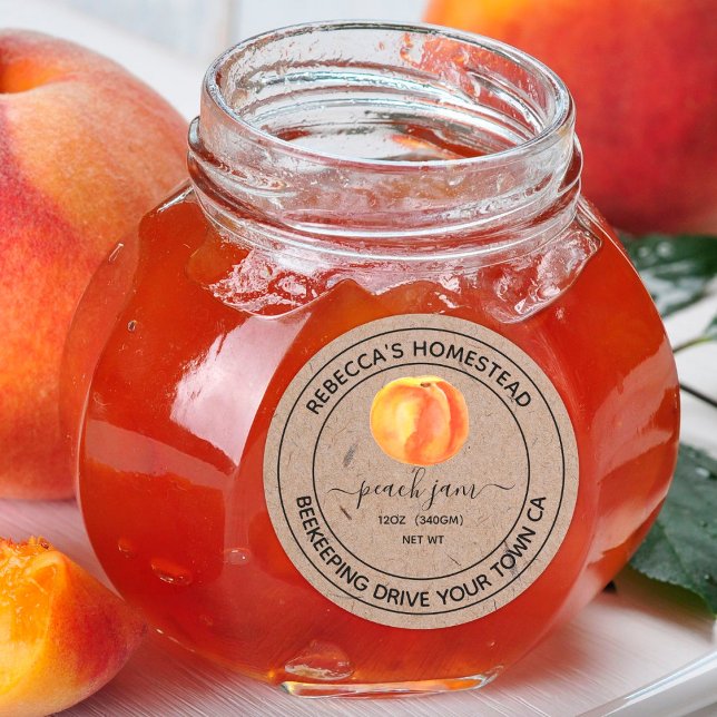  Peach Jam Kraft Paper  Canning Jar Labels  (Creator Uploaded)