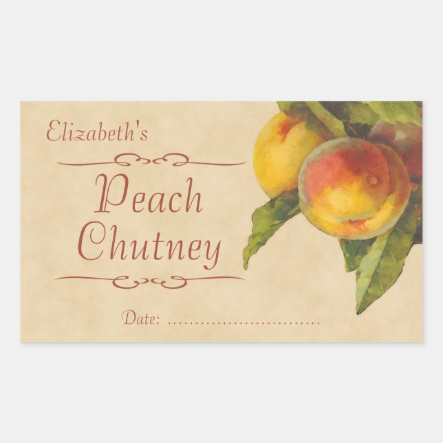 Peach jam or canning rectangular sticker (Front)