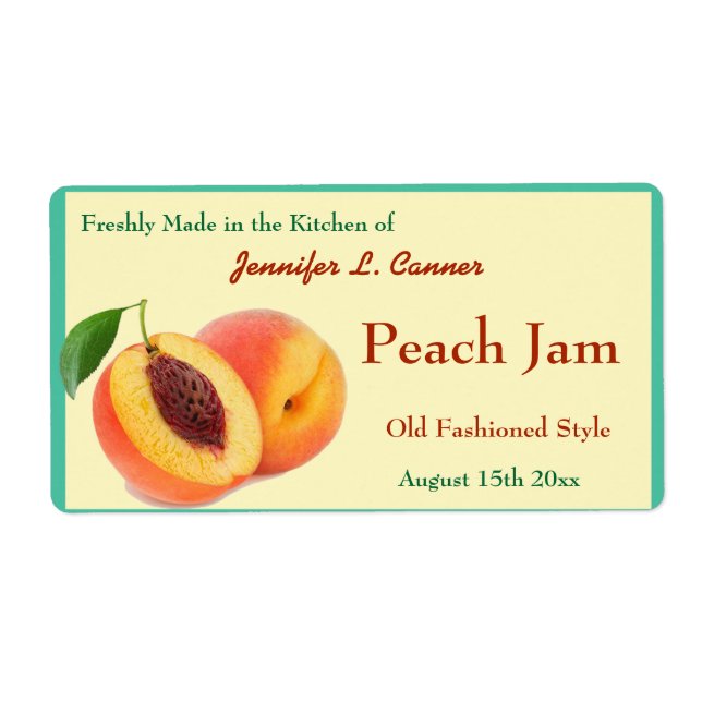 Peach Jam or Preserves Canning Jar (Front)