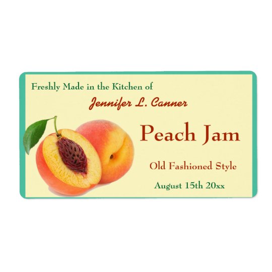 Peach Jam or Preserves Canning Jar Shipping Label