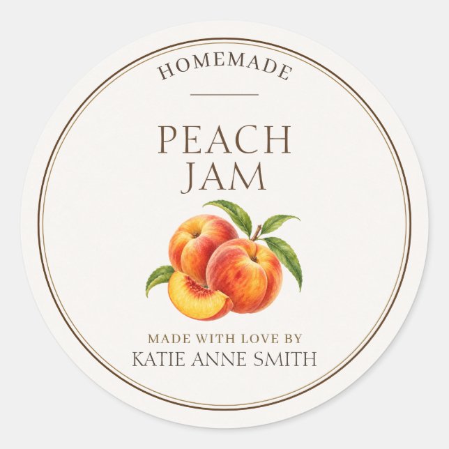 Peach Jam Personalised Jar Labels (Front)
