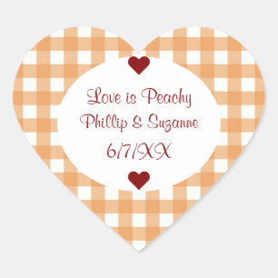 Peach Jelly Wedding Favour Jar Sticker Labels