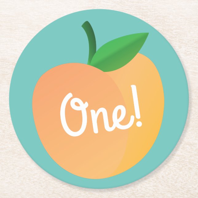 Peach Kid's Birthday Party Theme Round Paper Coaster (Front)