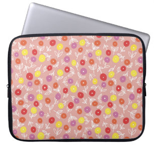 Peach Kids Floral pattern Laptop Sleeve