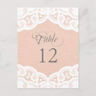 Peach Lace Doily Wedding Table Number Table Cards