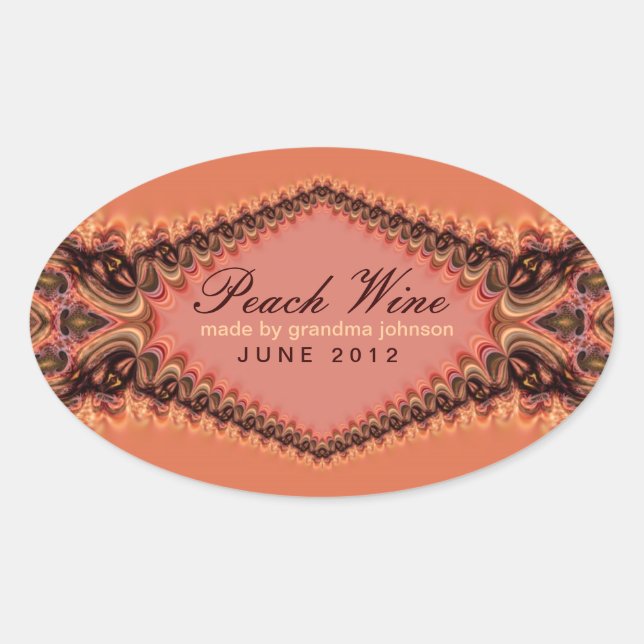 Peach Lace Wine Label Sticker (Front)