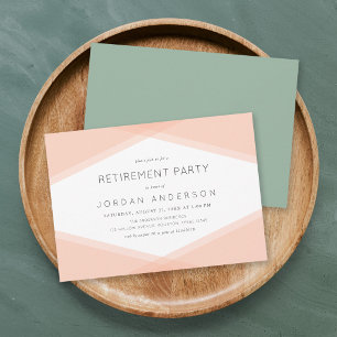 Peach Layer Geometric Light Sage Retirement Party Invitation
