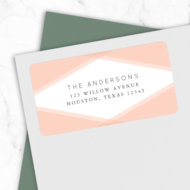 Peach Layered Geometric Return Address Label (Creator Uploaded)