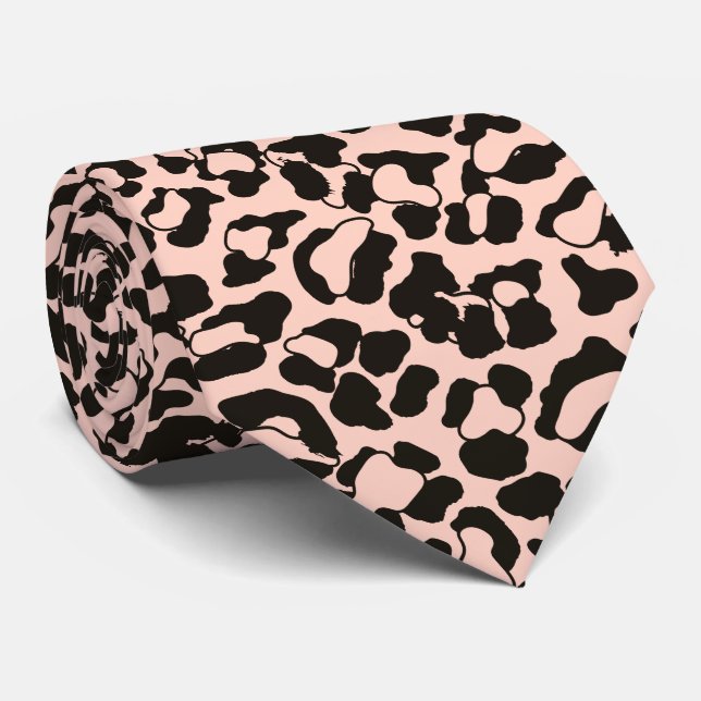 Peach Leopard Animal Print Tie (Rolled)