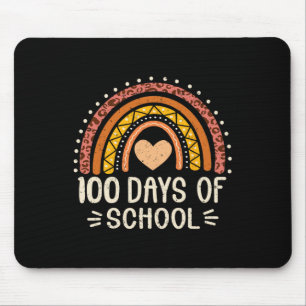 Peach Leopard Rainbow Happy 100th Day Of School Te Mouse Pad
