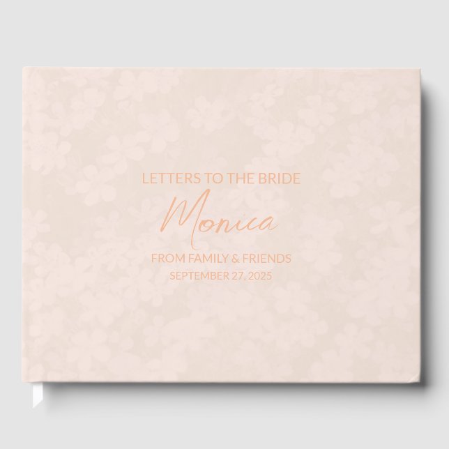 Peach Letters to the Bride Keepsake Notebook Guest Book (Front)