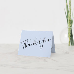 Peach Light Blue Peony Rose Wedding Thank You Card