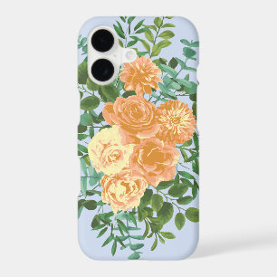 Peach Light Blue Wedding Roses Floral