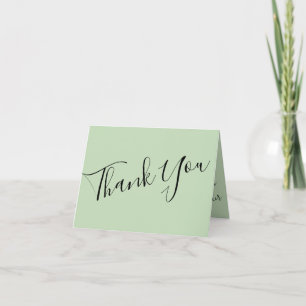 Peach Light Green Peony Rose Wedding Thank You Card